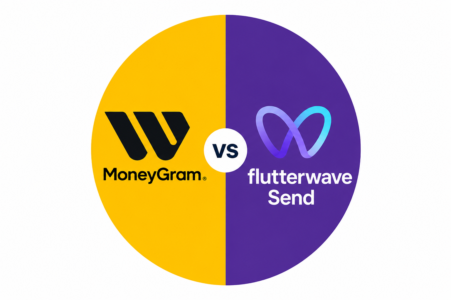 Split comparison graphic showing MoneyGram and Flutterwave Send for Nigeria transfers